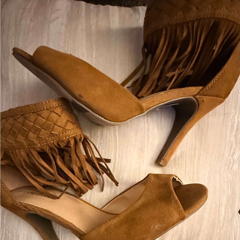 Lane Bryant Brown Fringed Heels